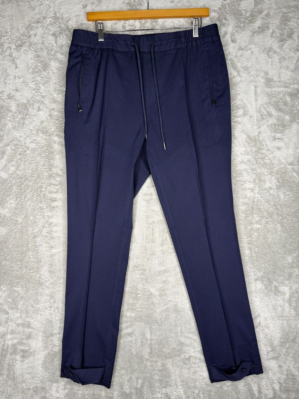 Ralph Lauren Purple Label Pants Mens 36 Navy Slim Gabardine Drawstring Trouser